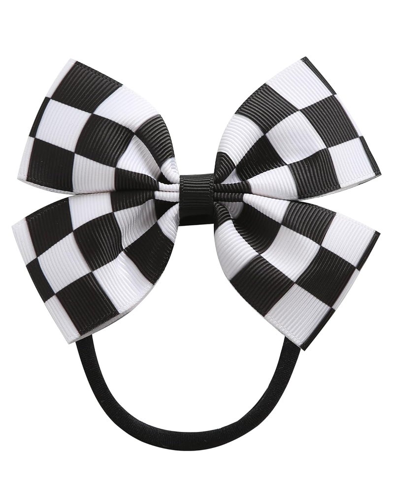 Fancheer Baby Girls Racing Checkered Flag Bow Headband Infant Toddler Birthday Party Hair Accessories - Image 1